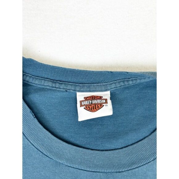 Vintage Harley Davidson Blue T-shirt Biker Motorcycle Texas Single Stitch - Picture 4 of 8